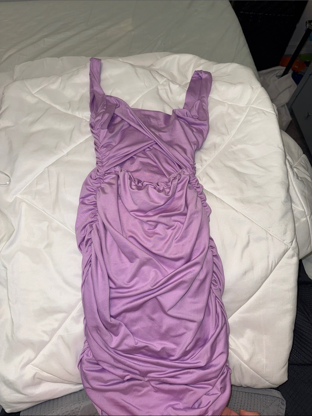 Amazon Lavender Ruched Mini Dress